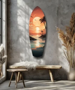 Zonsondergang Surfboard Glasschilderij - Afbeelding 5