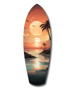 Zonsondergang Surfboard Glasschilderij
