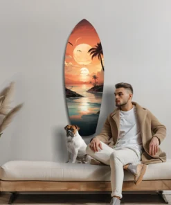 Zonsondergang Surfboard Glasschilderij - Afbeelding 4