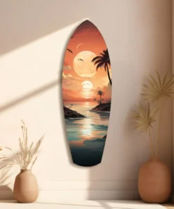 Alternative view of Zonsondergang Surfboard Glasschilderij