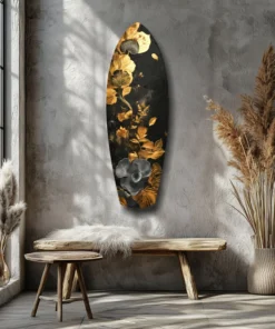 srf 2054 a gouden bloem surfboard glasschilderij