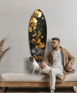 srf 2054 c gouden bloem surfboard glasschilderij