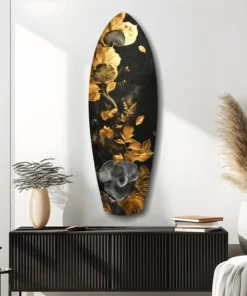 srf 2054 d gouden bloem surfboard glasschilderij