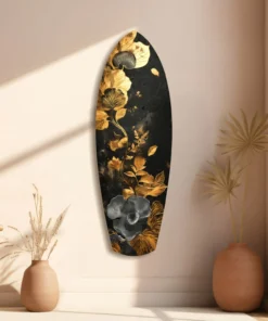 srf 2054 e gouden bloem surfboard glasschilderij