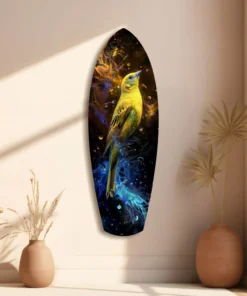 srf 2057 e gele vogel surfboard glasschilderij