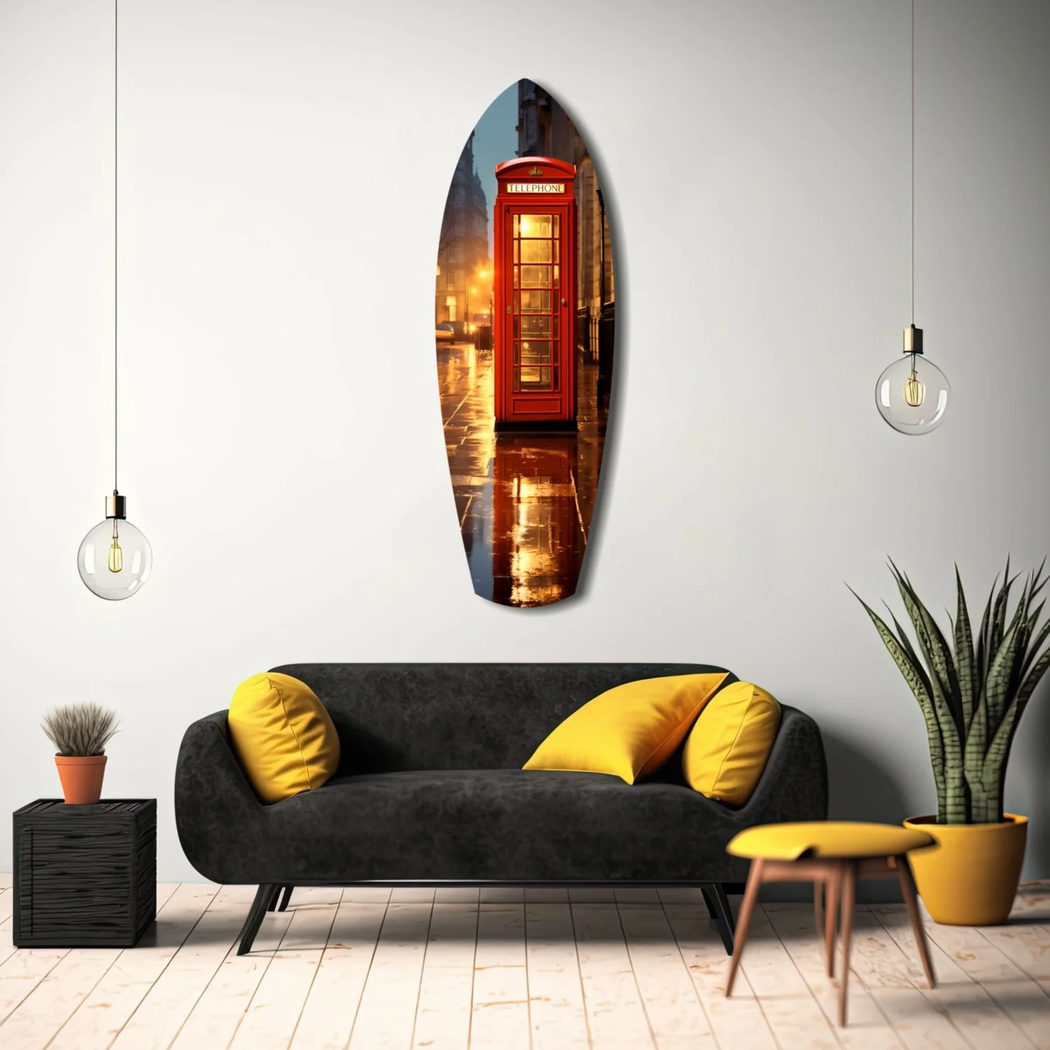 srf 2061 f telefooncel surfboard glasschilderij