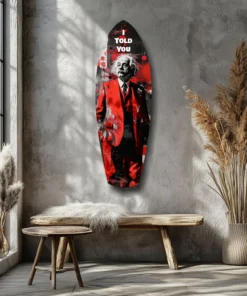 srf 2074 a I told you surfboard glasschilderij