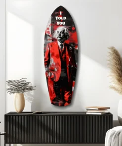 srf 2074 d I told you surfboard glasschilderij