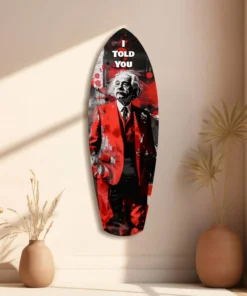 srf 2074 e I told you surfboard glasschilderij