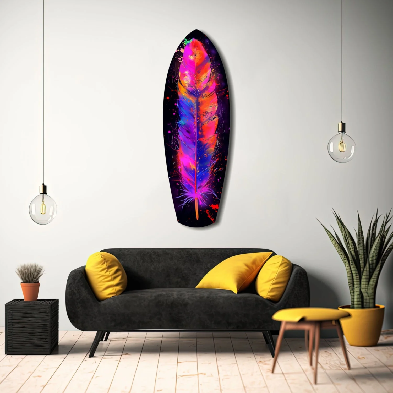 srf 2078 f vogelveren surfboard glasschilderij