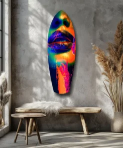 srf 2085 a kleurrijke lippen v6 surfboard glasschilderij
