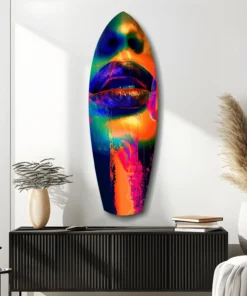 srf 2085 d kleurrijke lippen v6 surfboard glasschilderij