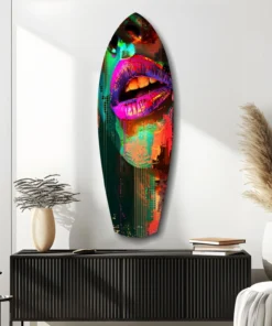 srf 2090 d lippen kleurrijk surfboard glasschilderij