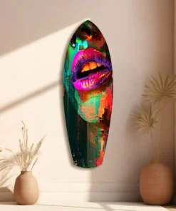 srf 2090 e lippen kleurrijk surfboard glasschilderij