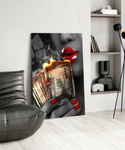 zdy 1050 f burn the money glasschilderij