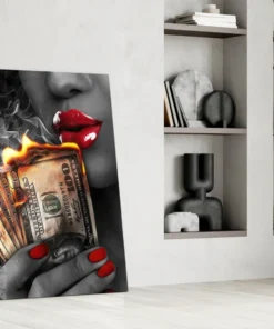 zdy 1050 g burn the money glasschilderij