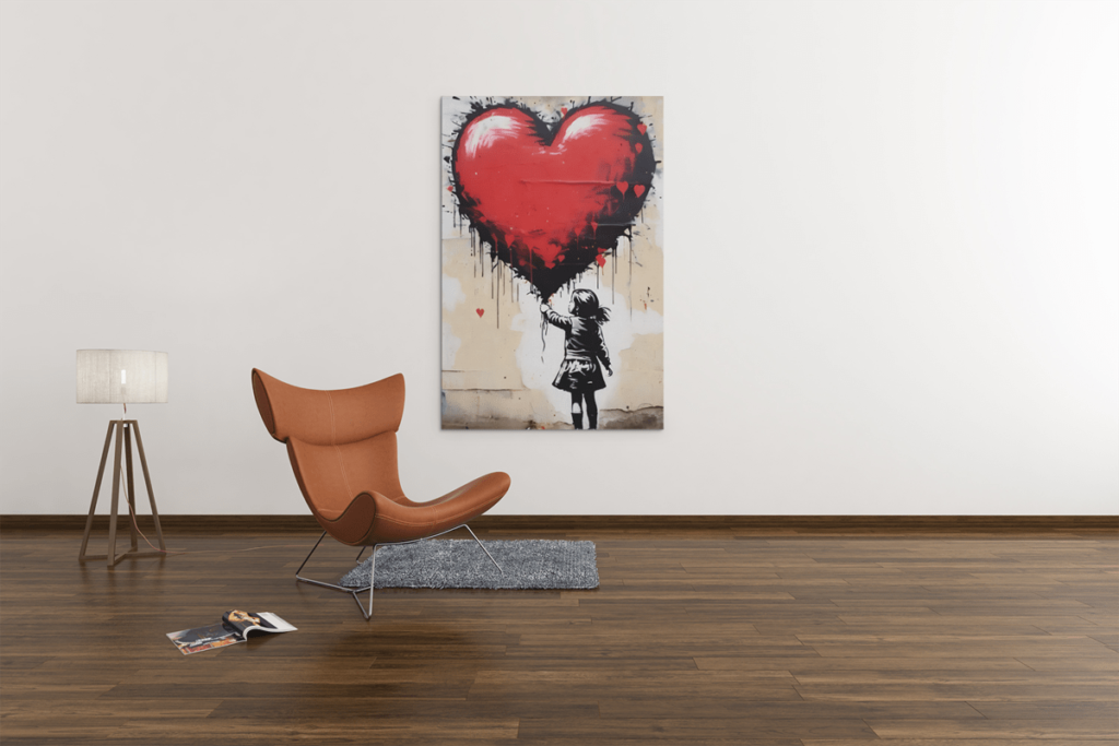 meisje-en-hart-graffiti-canvas-schilderij