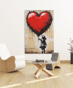 ALIVA 1466 meisje en hart graffiti schilderij f min