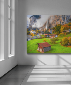 ALIVA 1473 landschap dorp canvas schilderij a