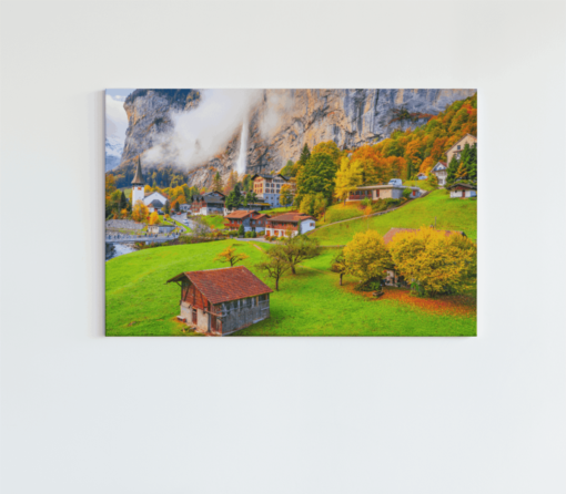 ALIVA 1473 landschap dorp canvas schilderij b