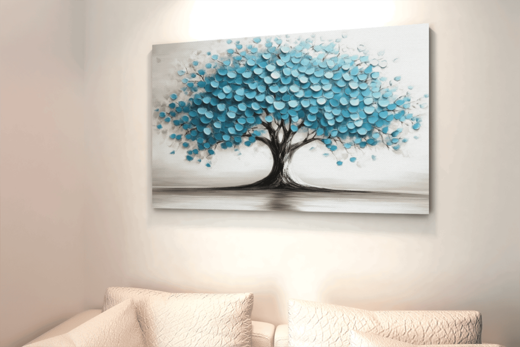 Canvas Schilderij Levensboom Blauw