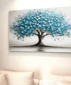 Canvas Schilderij Levensboom Blauw