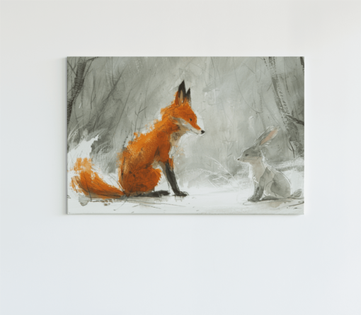 ALIVA 1478vos en haas canvas schilderij