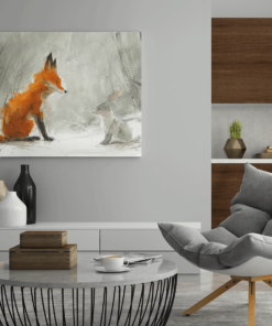 ALIVA 1478vos en haas canvas schilderij c
