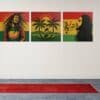 OLIVA 1021 drieluik canvas schilderij reggae vibes in rasta kleuren