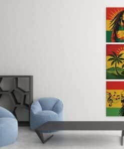 Alternative view of Bob Marley Drieluik Canvas Schilderij