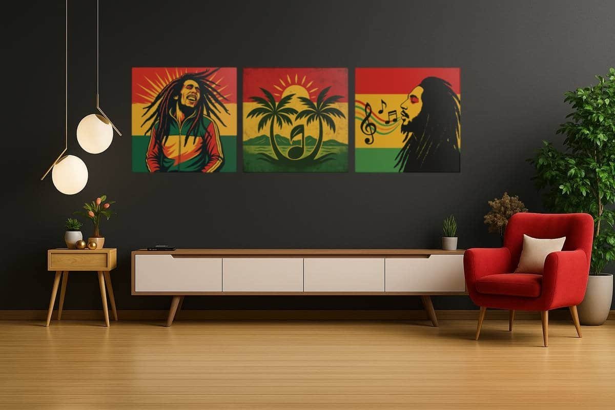 Bob Marley Drieluik Canvas Schilderij - Afbeelding 5