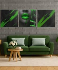 Alternative view of Vrouw en groen Drieluik Schilderij