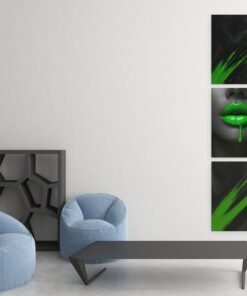 OLIVA 1022 vrouw en groen drieluik schilderij b 1