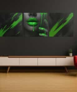 vrouw-en-groen-drieluik-schilderij-d