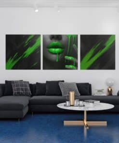OLIVA 1022 vrouw en groen drieluik schilderij f
