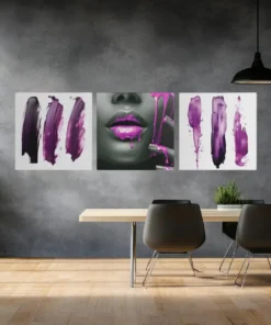 Alternative view of Vrouw en Paars Drieluik Schilderij