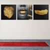 OLIVA 1024 vrouw en goud drieluik schilderij