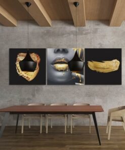 OLIVA 1024 vrouw en goud drieluik schilderij a