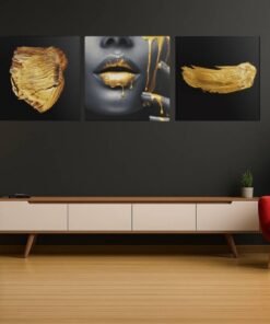 OLIVA 1024 vrouw en goud drieluik schilderij b