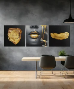 OLIVA 1024 vrouw en goud drieluik schilderij j