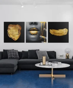 OLIVA 1024 vrouw en goud drieluik schilderij k