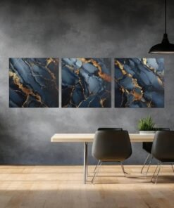 OLIVA 1027 marmer abstract drieluik schilderij c