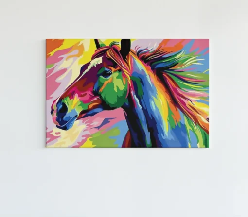 ALIVA 1482 paard kleurrijke kunst canvas schilderij a