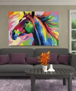 ALIVA 1482 paard kleurrijke kunst canvas schilderij b