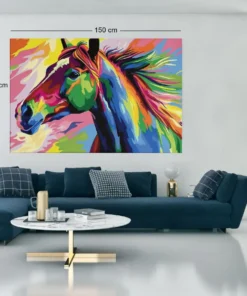ALIVA 1482 paard kleurrijke kunst canvas schilderij c