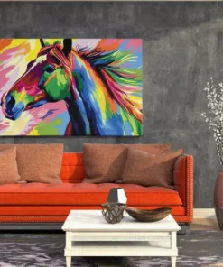 ALIVA 1482 paard kleurrijke kunst canvas schilderij d