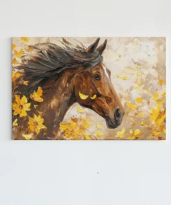 Paard en Gele Bloem Canvas Schilderij
