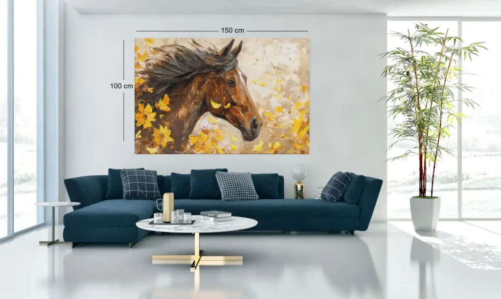 ALIVA-1484-paard-en-gele-bloemen-canvas-schilderij-a