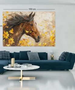 ALIVA-1484-paard-en-gele-bloemen-canvas-schilderij-a