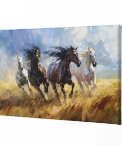 ALIVA 1486 rennende paarden canvas schilderij a